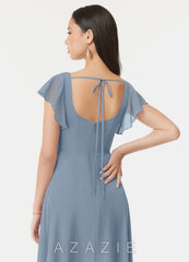 Azazie Bondi Dusty Blue A-Line Ruffled Chiffon Dress dusty_blue
