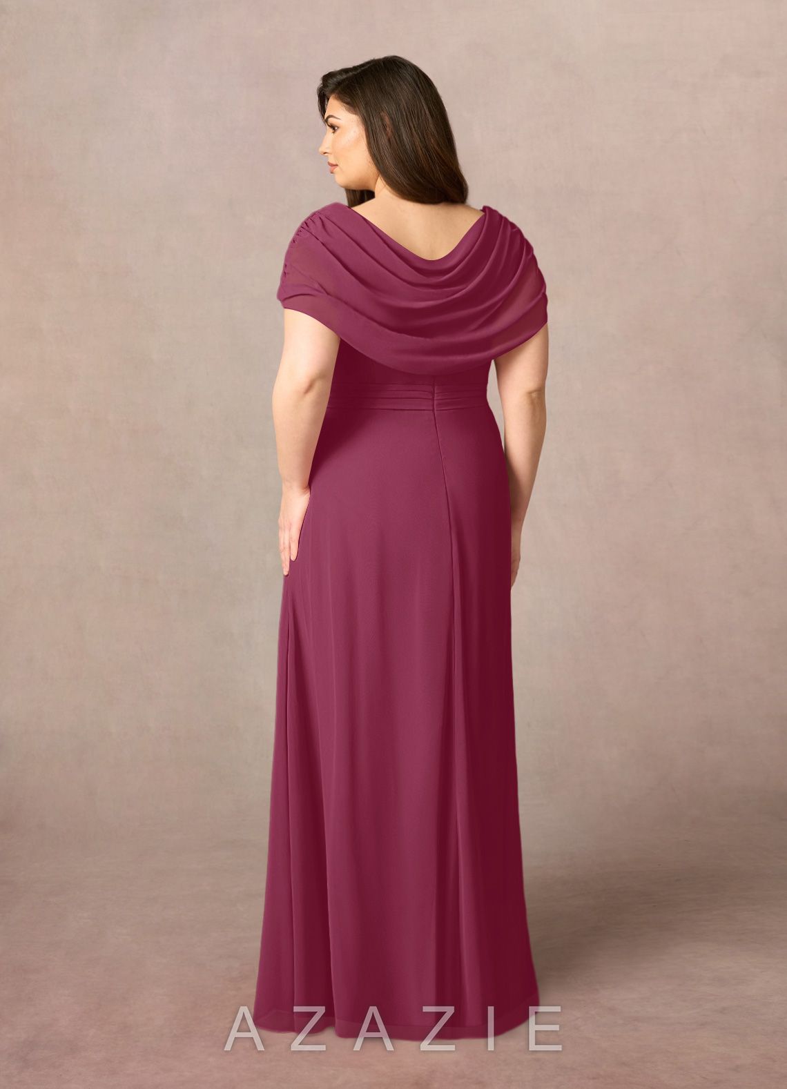 Azazie Mary Mulberry A-Line Side Slit Chiffon Dress mulberry
