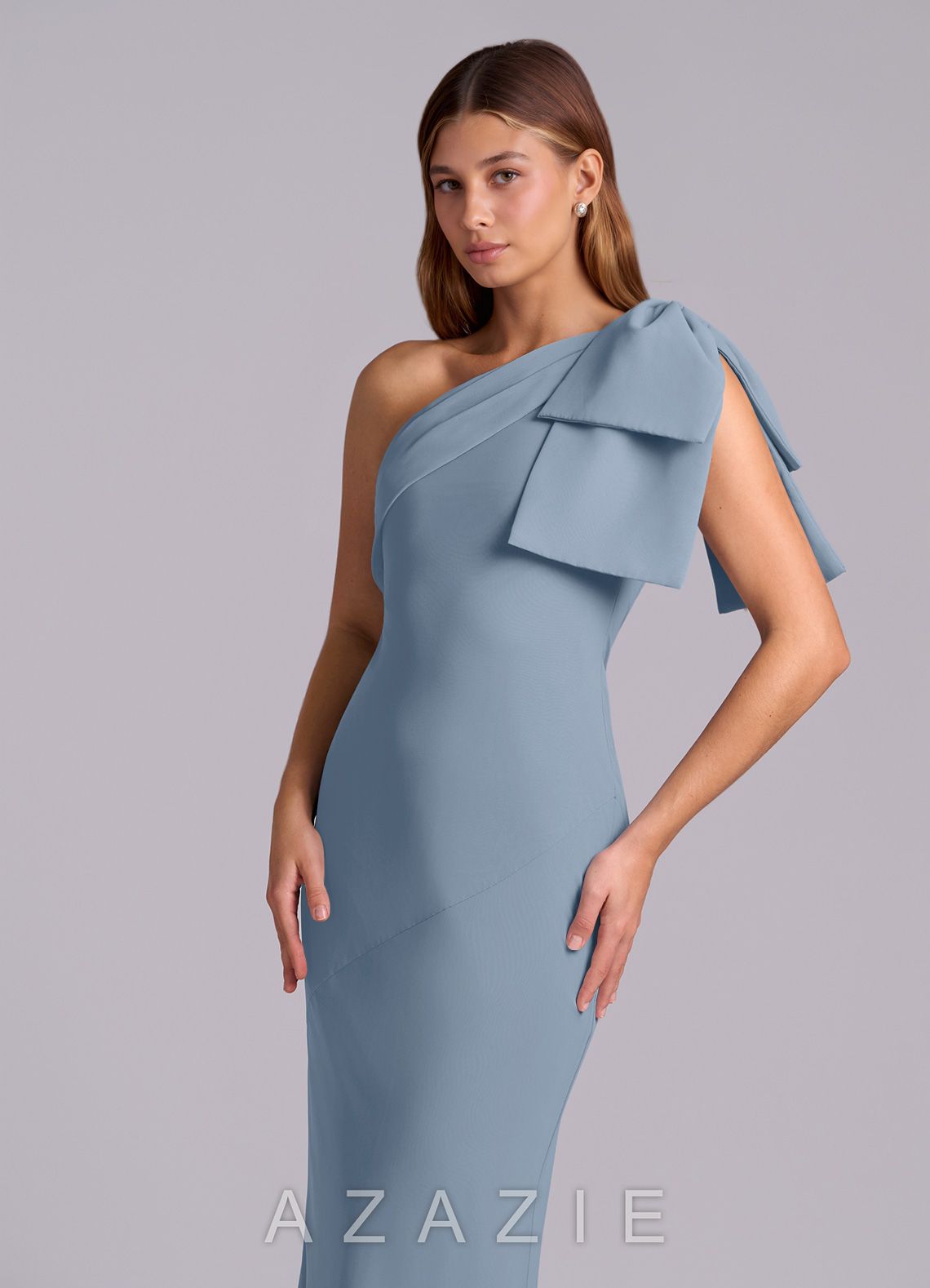 Azazie Yuanna Dusty Blue Mermaid One Shoulder Chiffon Dress dusty_blue