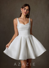 Azazie Zelina Diamond White A-Line Sweetheart Neckline Satin Dress