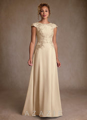 Azazie Christi Champagne A-Line Lace Chiffon Dress