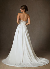Azazie Marisela Wedding Dress Diamond White A-Line Sequins Crepe Back Satin Dress diamond_white
