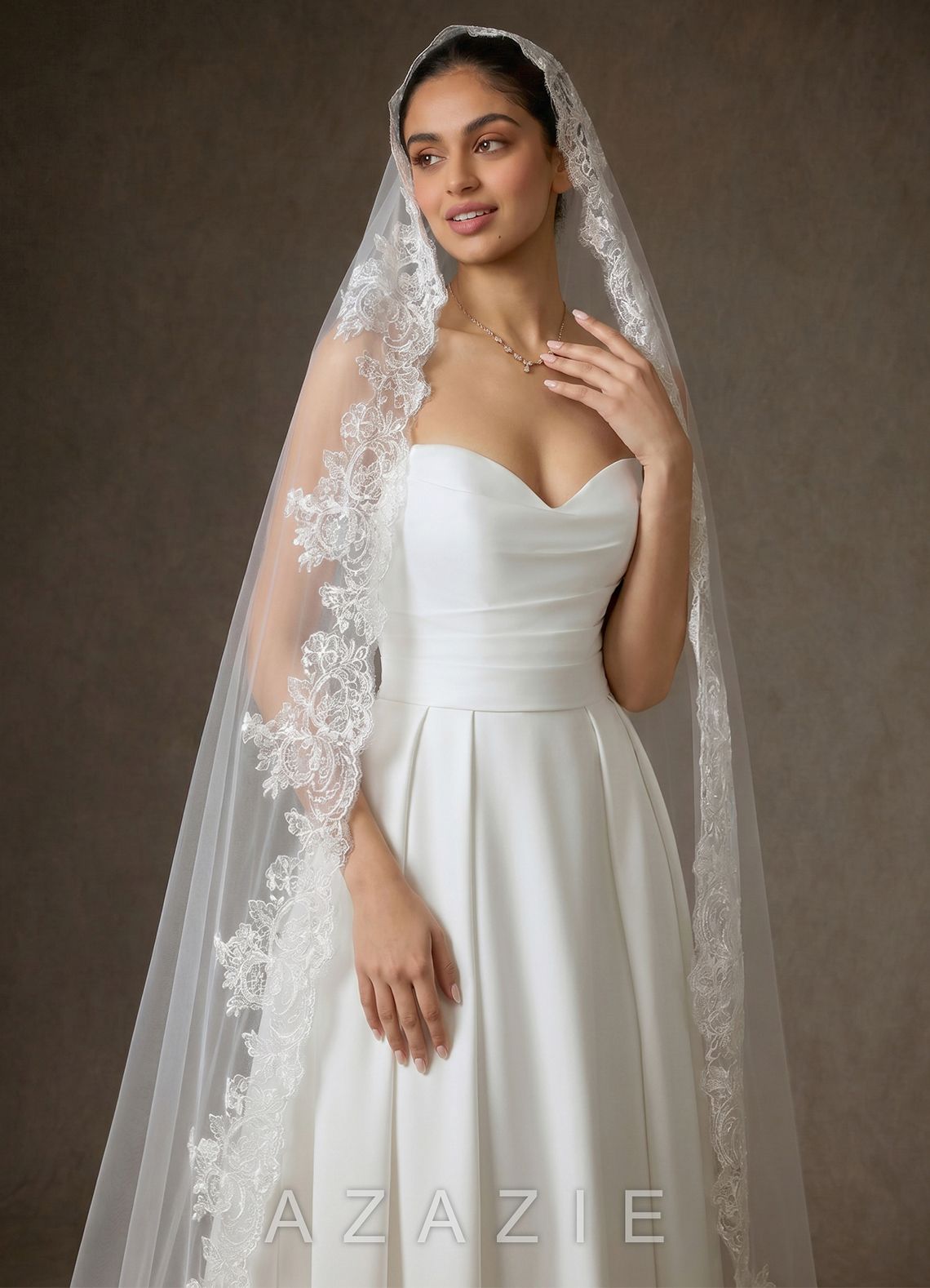 Lace Mantilla Isabella Cathedral Veil  diamond_white