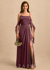 Azazie Ameena Girls Formal Sangria A-Line Ruched Chiffon Dress