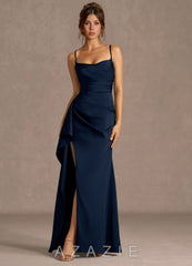 Thora Navy Open Back Prom Dress