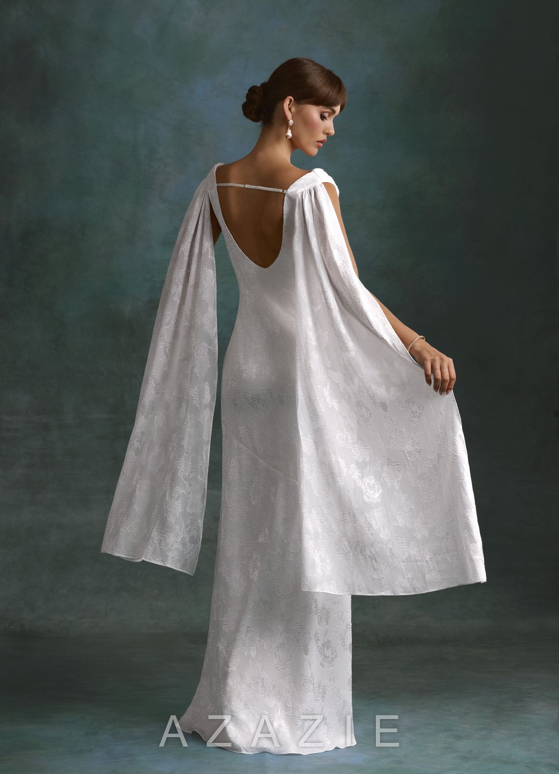 Azazie Georgina Diamond White Sheath Floral Burnout Dress diamond_white