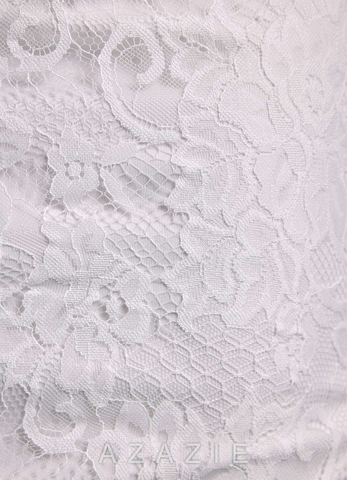 Azazie Kennedy Diamond White Sheath Strapless Lace Dress diamond_white