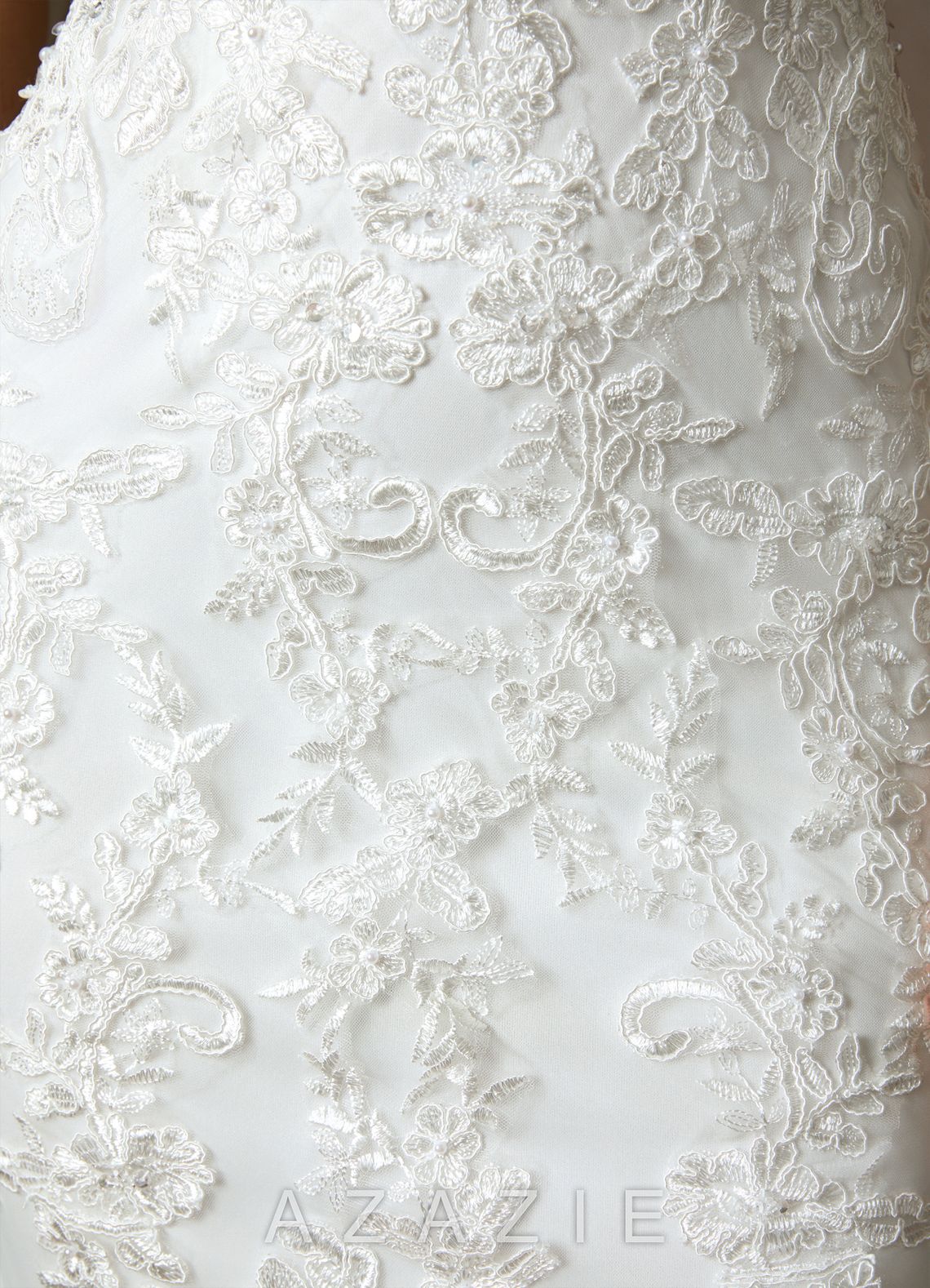Azazie Eden Wedding Dress Diamond White Mermaid Lace Dress diamond_white