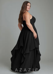 Azazie Zaina Black A-Line Chiffon Dress black
