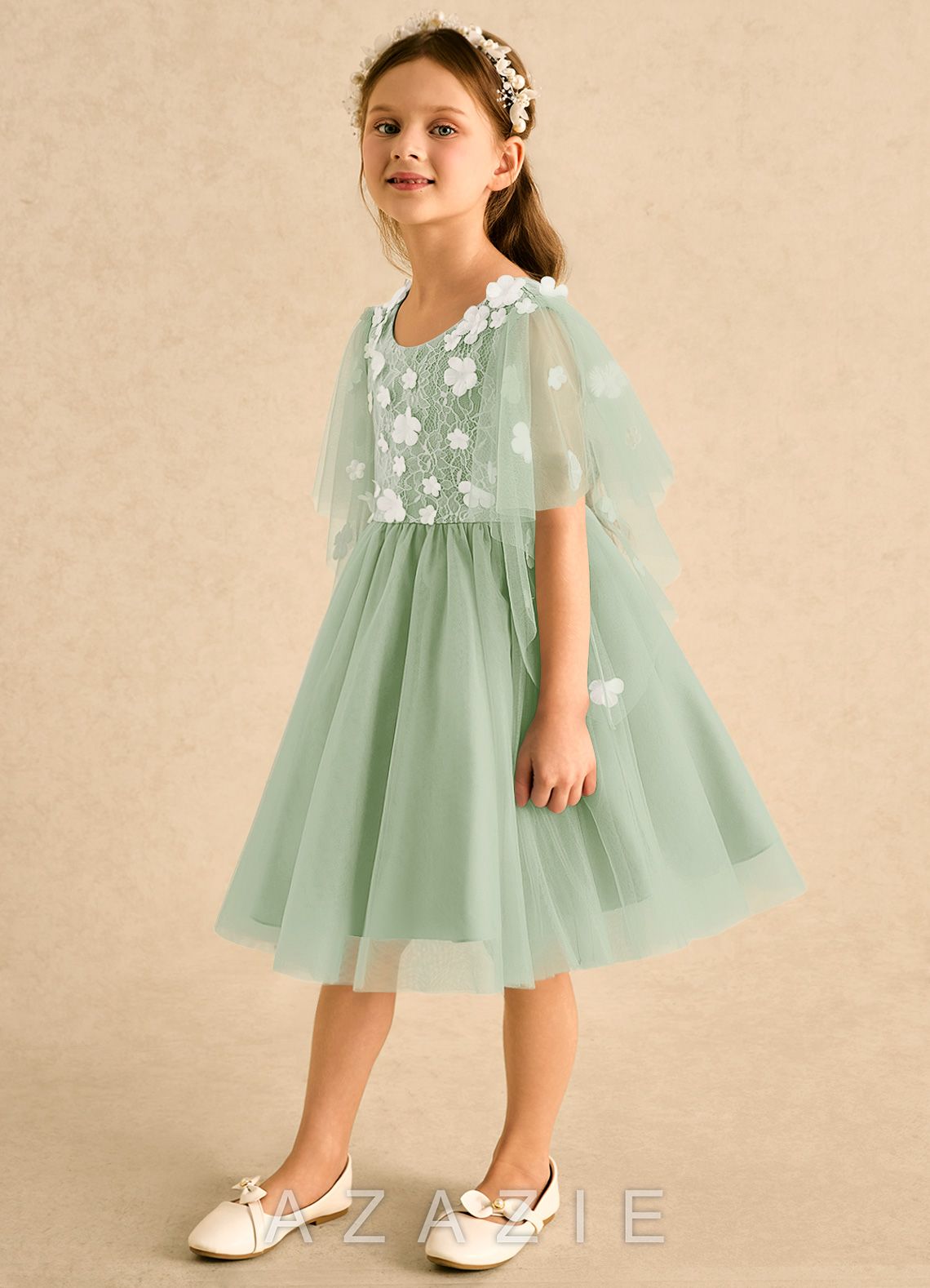 Azazie Mollie Dusty Sage A-Line Lace Tulle Dress dusty_sage
