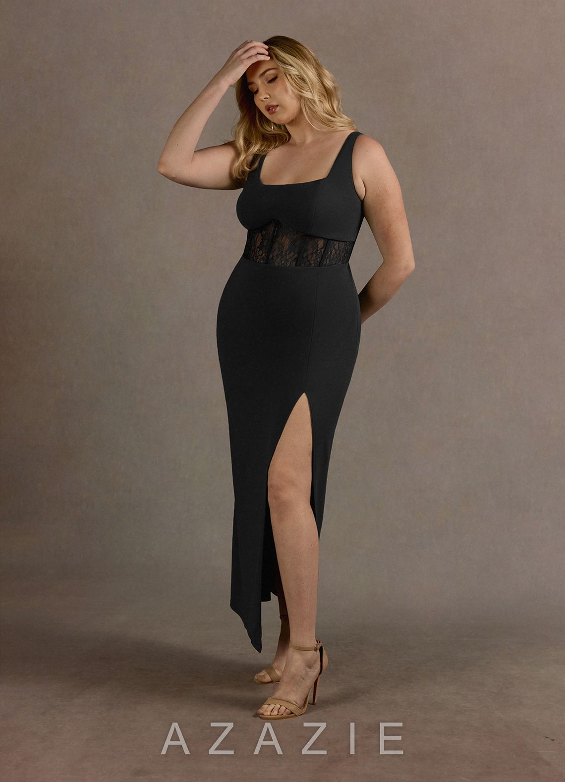 Lucia {color} Lace Corset Maxi Dress  black