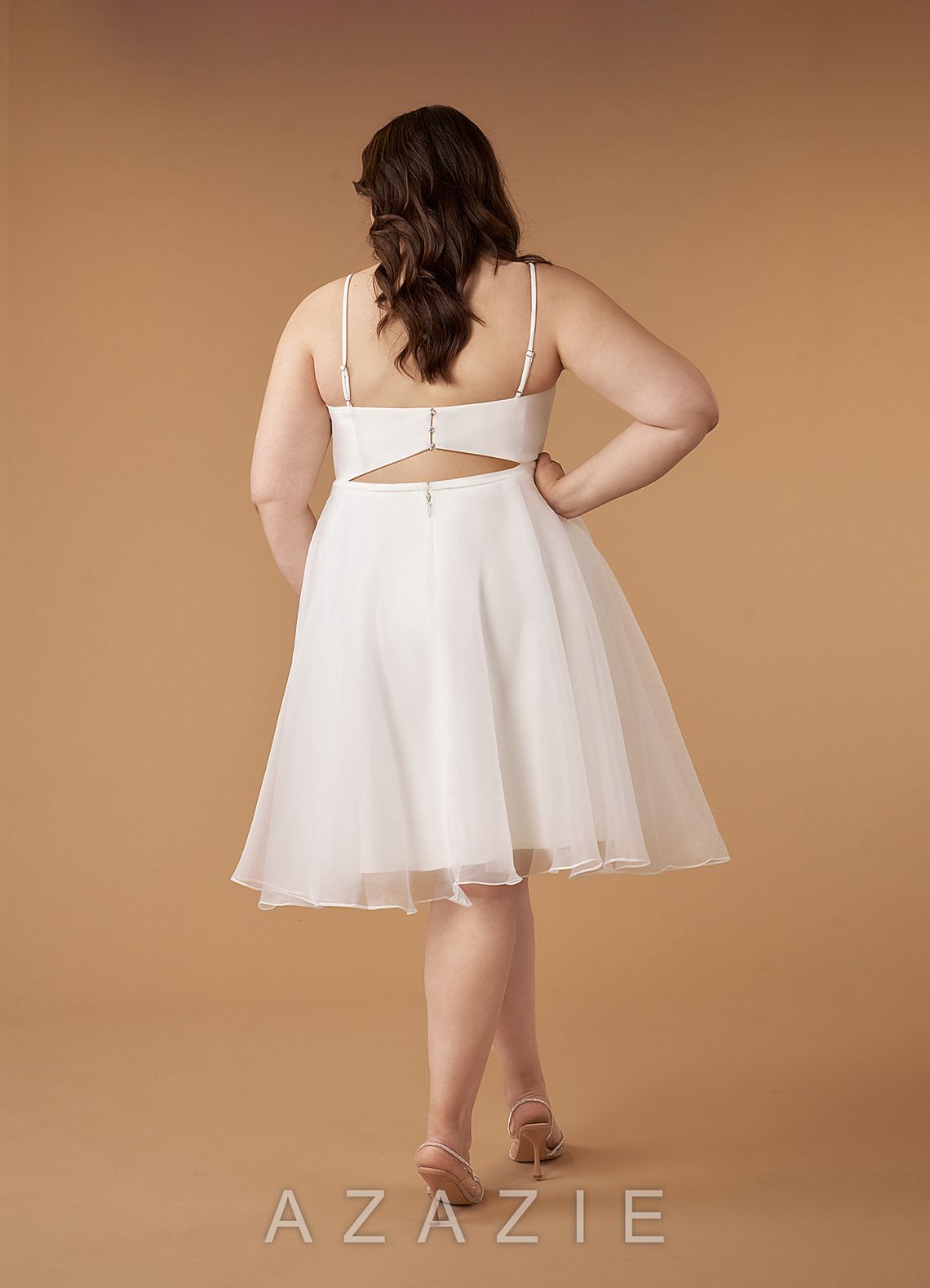 Azazie Ardea Wedding Dress Diamond White A-Line V-Neck Pleated Stretch Crepe Dress diamond_white