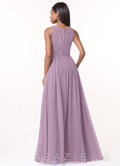 Azazie Harper Wisteria A-Line Pleated Chiffon Dress wisteria