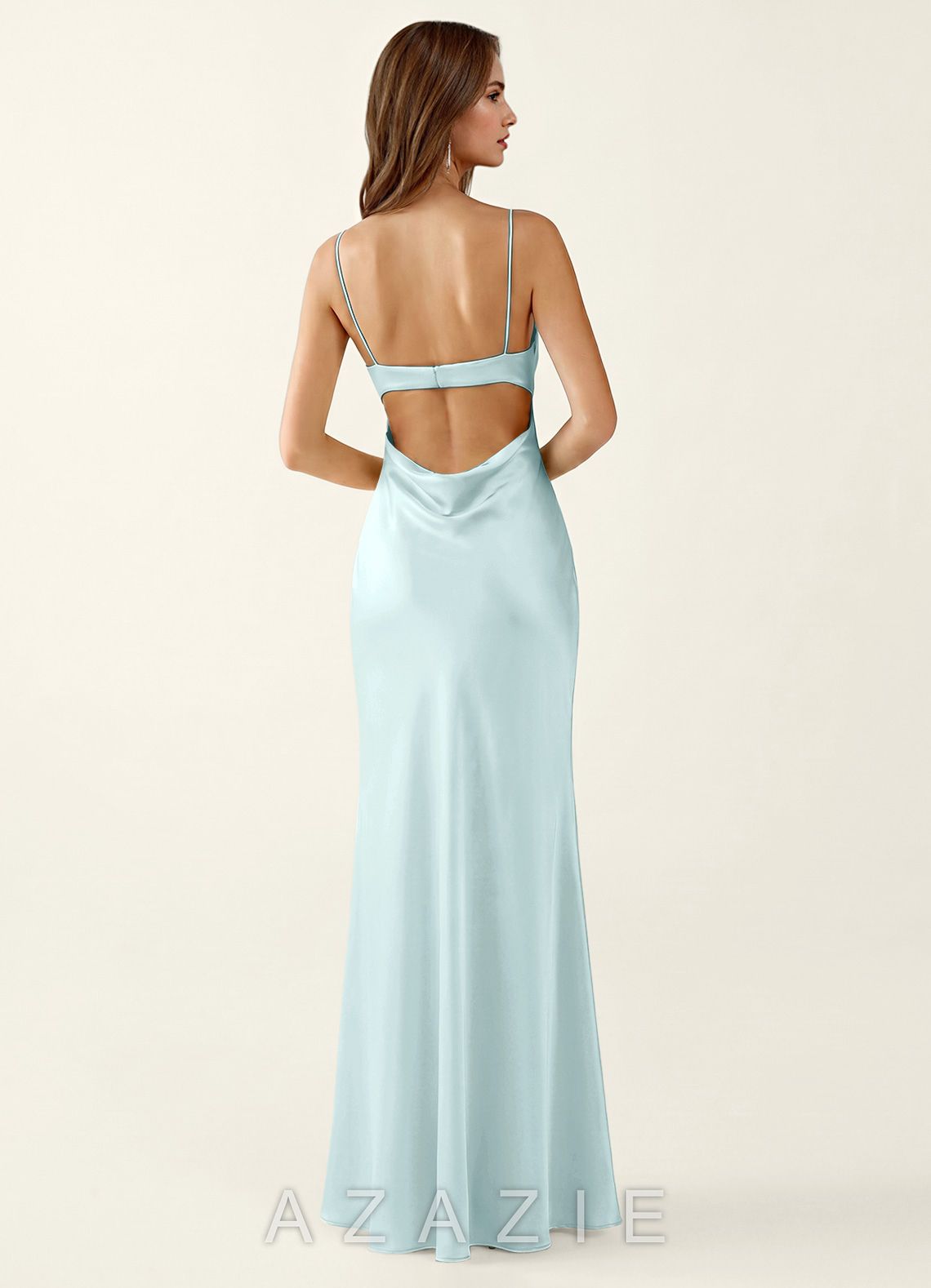 Mariannella Mist Open Back Satin Vacation Dress