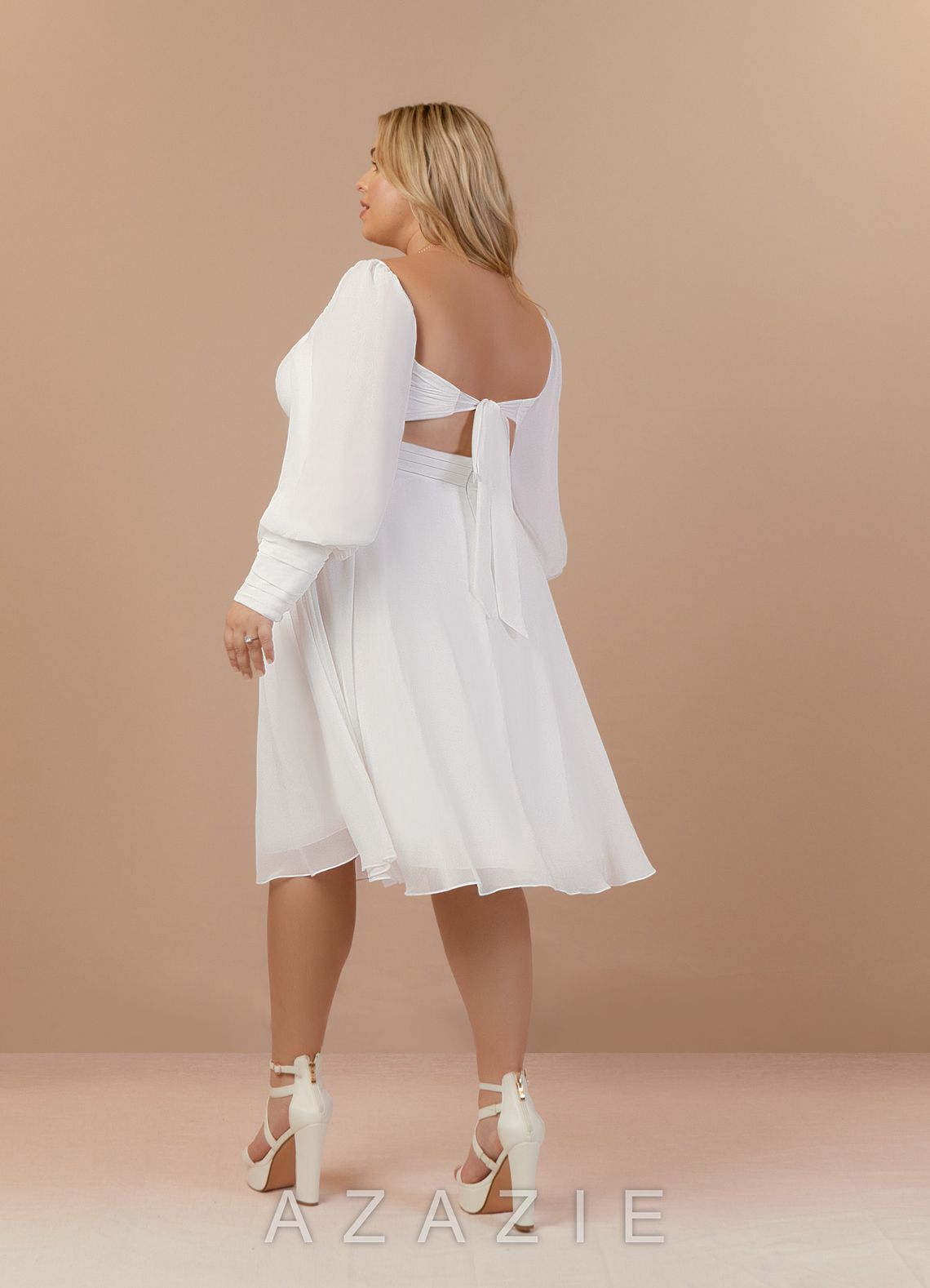 Azazie Delfina Wedding Dress Diamond White A-Line V-Neck Pleated Chiffon Dress diamond_white