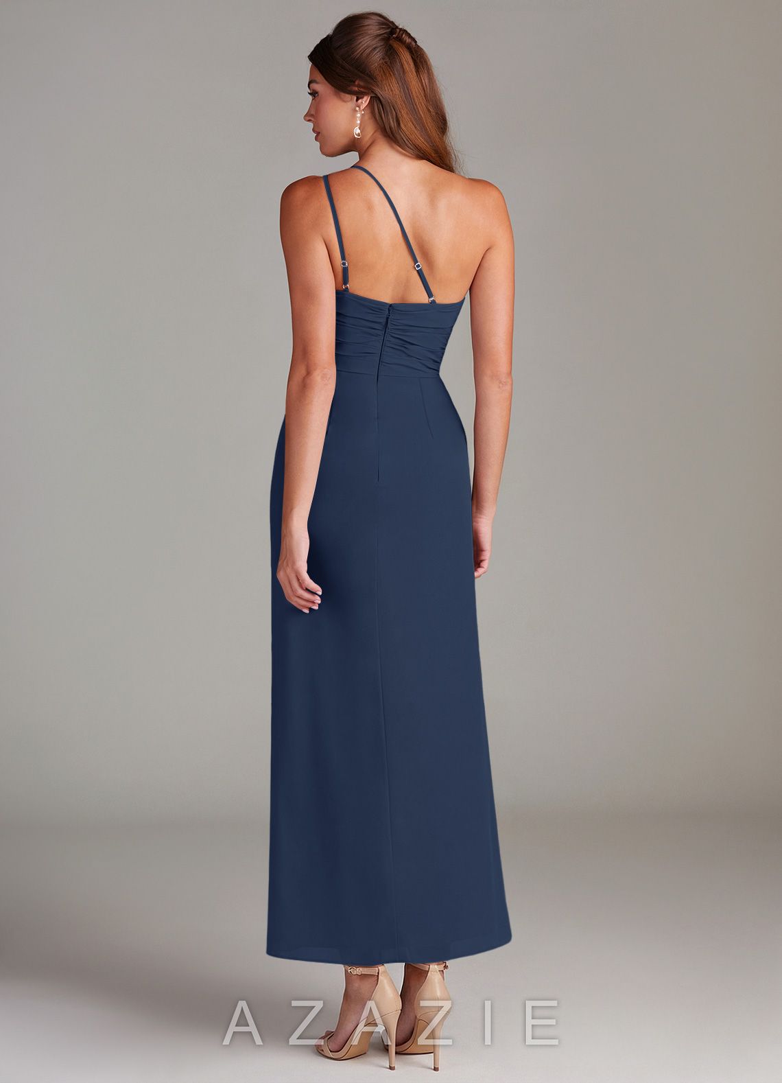 Azazie Eren Dark Navy Mermaid One Shoulder Chiffon Dress dark_navy