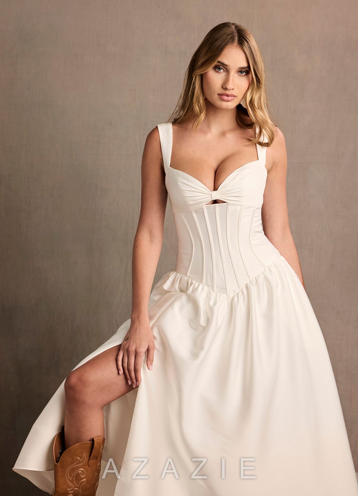 Arwen {color} Dropped Waist Midi Dress  sp_cream_#cr134128