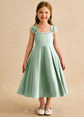 Azazie Yosemite Agave Ball-Gown Sweetheart Neckline Matte Satin Dress agave