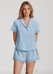 Lace Short Sleeve Cotton Pajama Set