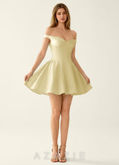 Tonietta Lemon Sorbet Off-the-Shoulder Satin Mini Dress