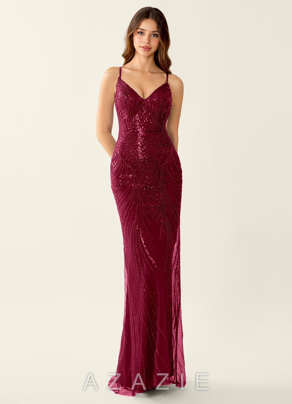 Magnolia Burgundy Sequins Mermaid Maxi Dress  burgundy