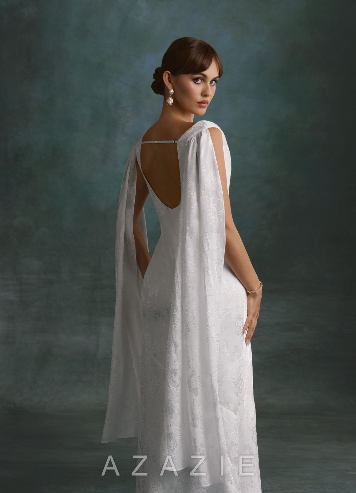Azazie Georgina Diamond White Sheath Floral Burnout Dress diamond_white