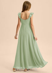 Azazie Carmin Junior Dusty Sage A-Line Ruched Chiffon Dress dusty_sage