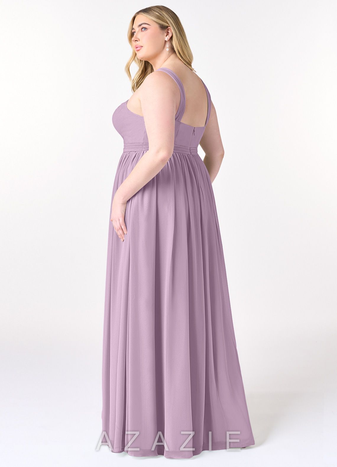 Azazie Elvira Wisteria A-Line Pleated Chiffon Dress wisteria