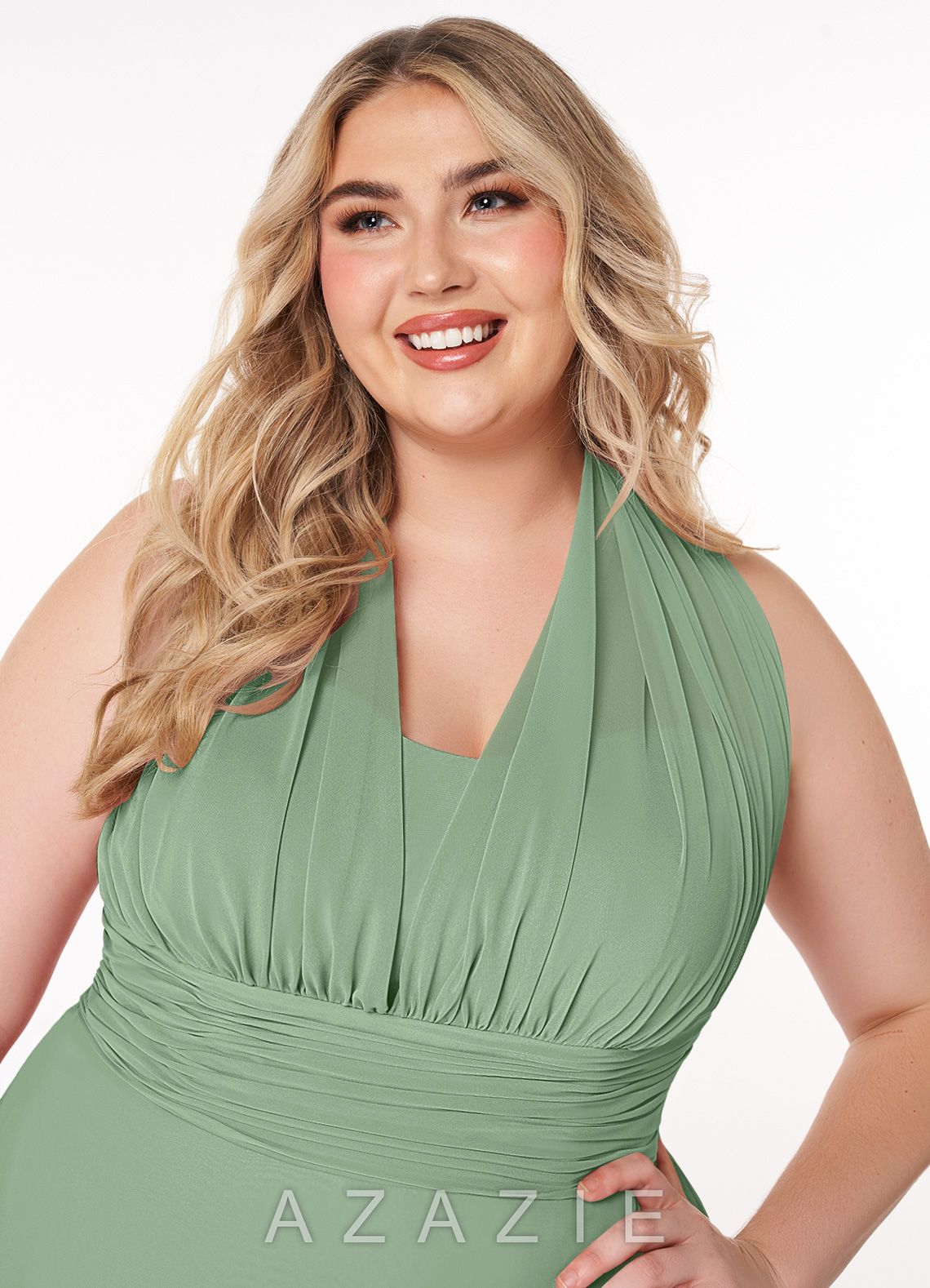 Azazie Fifi Matcha A-Line Strapless Chiffon Convertible Dress matcha
