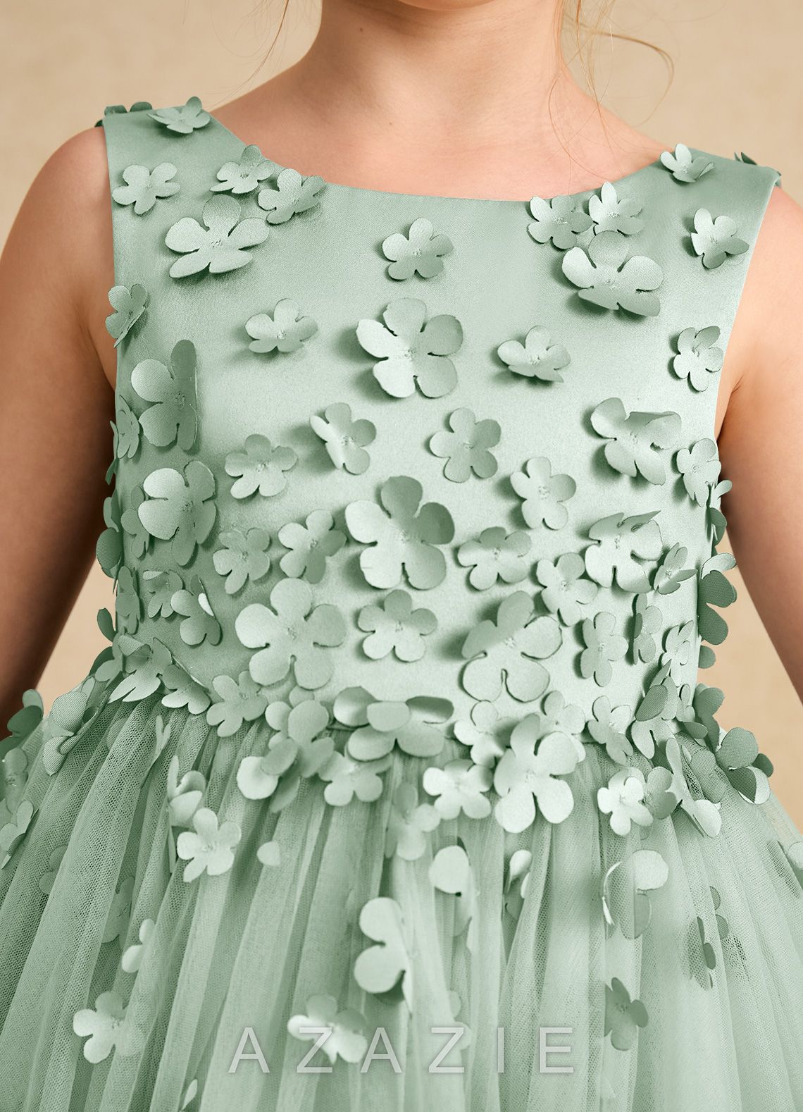 Azazie Lana Agave A-Line Sleeveless Matte Satin Dress agave