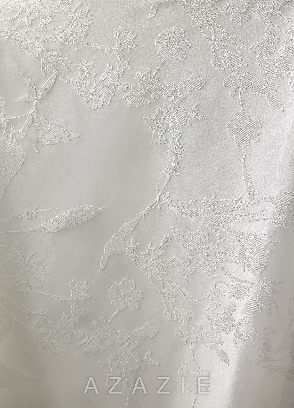 Azazie Daliah Diamond White A-Line Strapless Floral Jacquard Dress