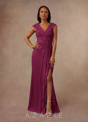 Azazie Calathea Mulberry A-Line Lace Dress