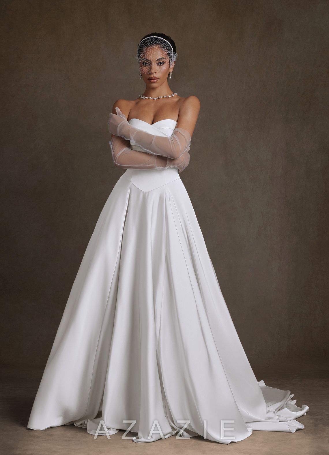 Azazie Alta Diamond White A-Line Strapless Stretch Satin Dress diamond_white