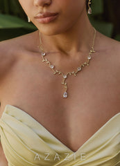 Wavy Crystal Vine Jewelry Set  gold