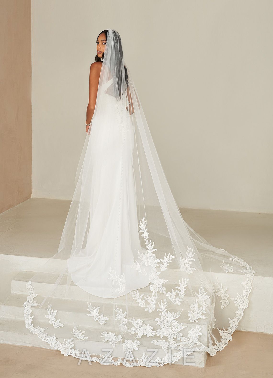 The Charity Cathedral Veil with Glimmering Lace  ivory
