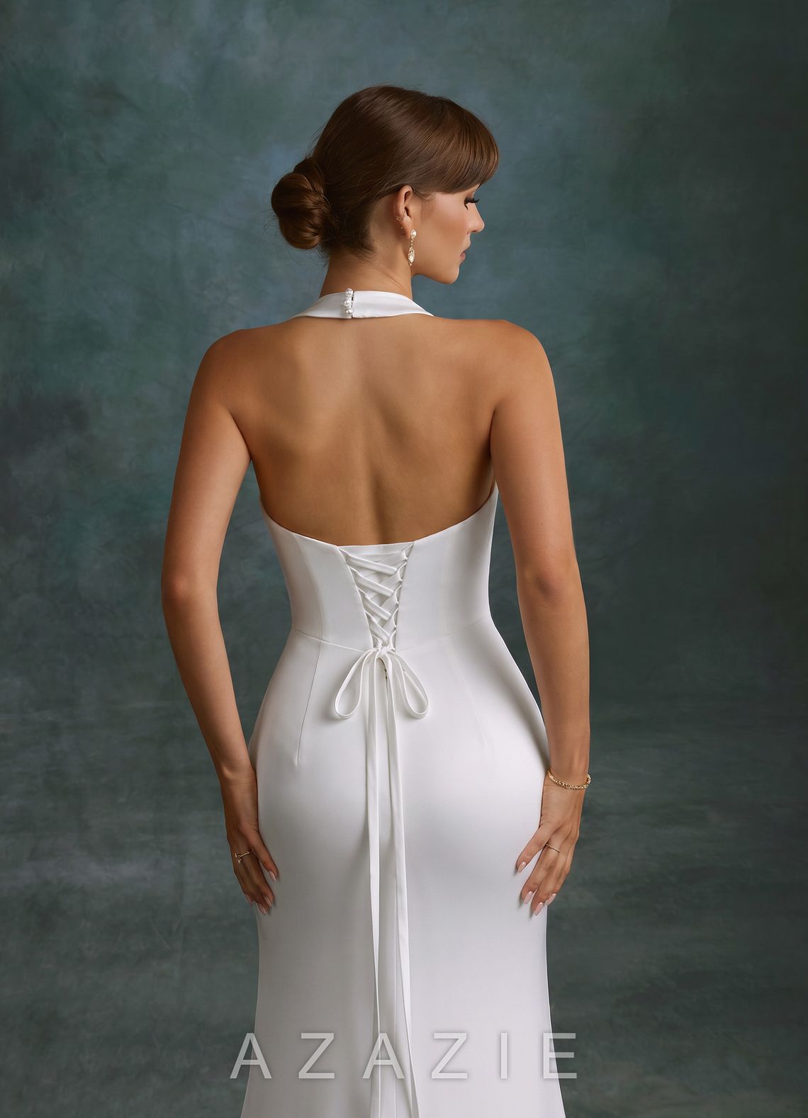 Azazie Melinda Diamond White Sheath Stretch Satin Dress diamond_white