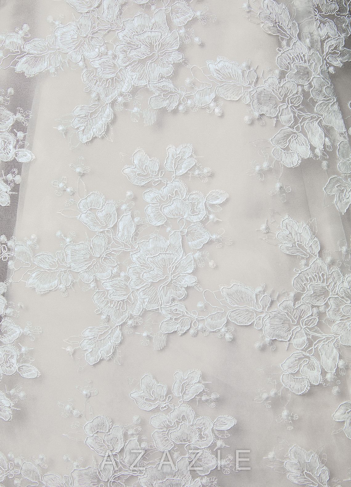 Azazie Layla Diamond White Ball-Gown Strapless Lace Dress