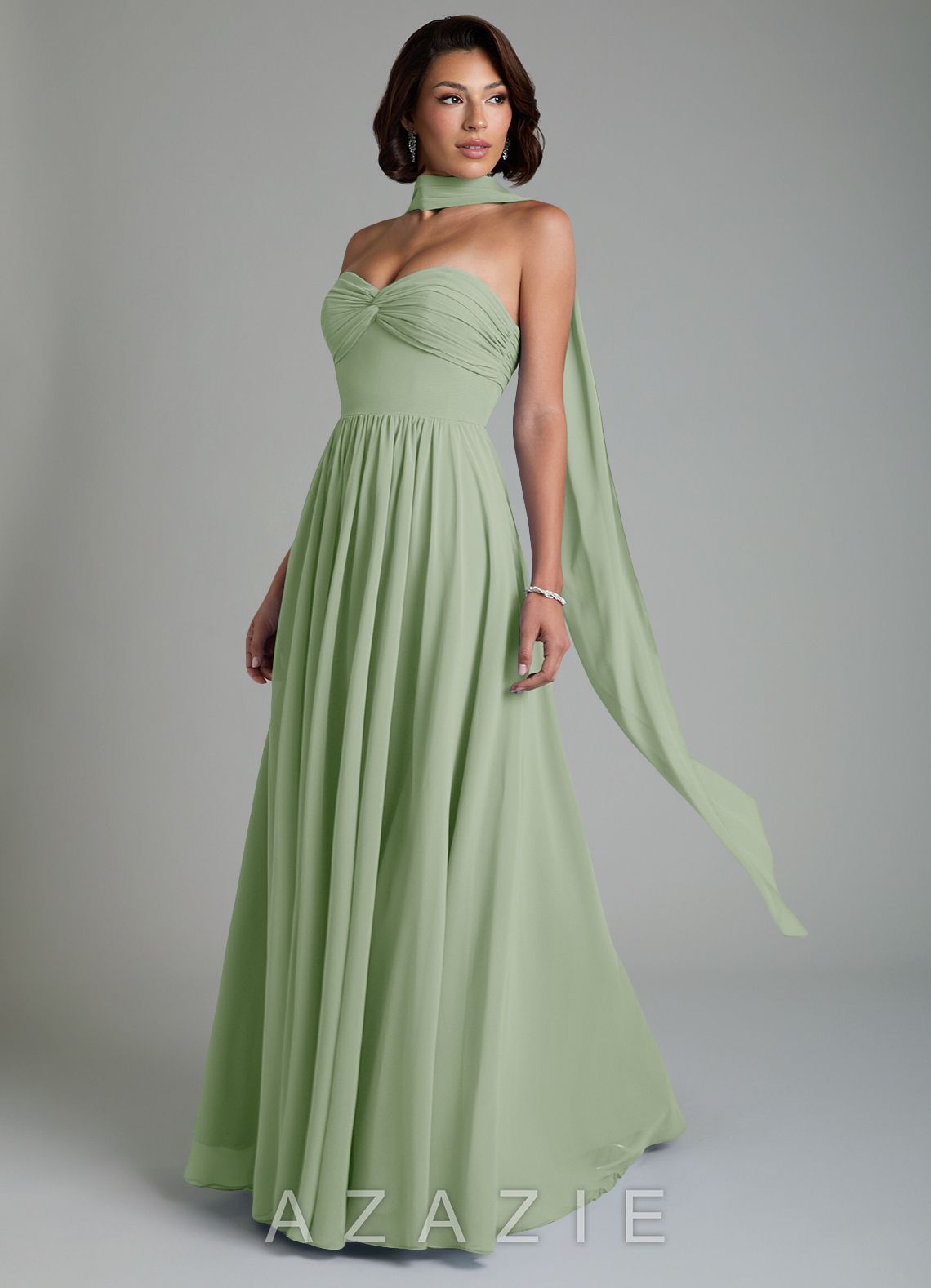 Azazie Petra Dusty Sage A-Line Corset Chiffon Dress dusty_sage