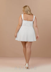 Azazie Scarlette Diamond White A-Line Sweetheart lace Chiffon Dress diamond_white