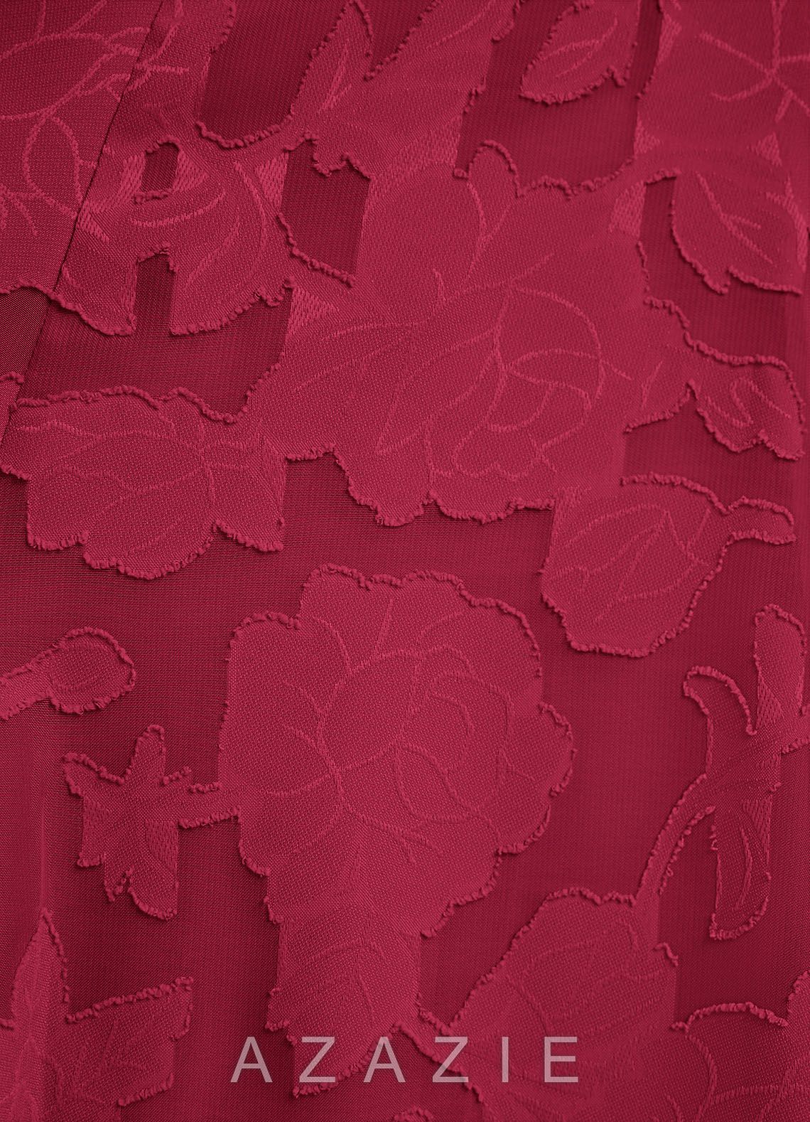 Azazie Tatum Burgundy A-Line Corset Floral Burnout Dress burgundy