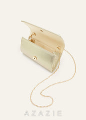 Scalloped Pearl Embellished Clutch  ivory