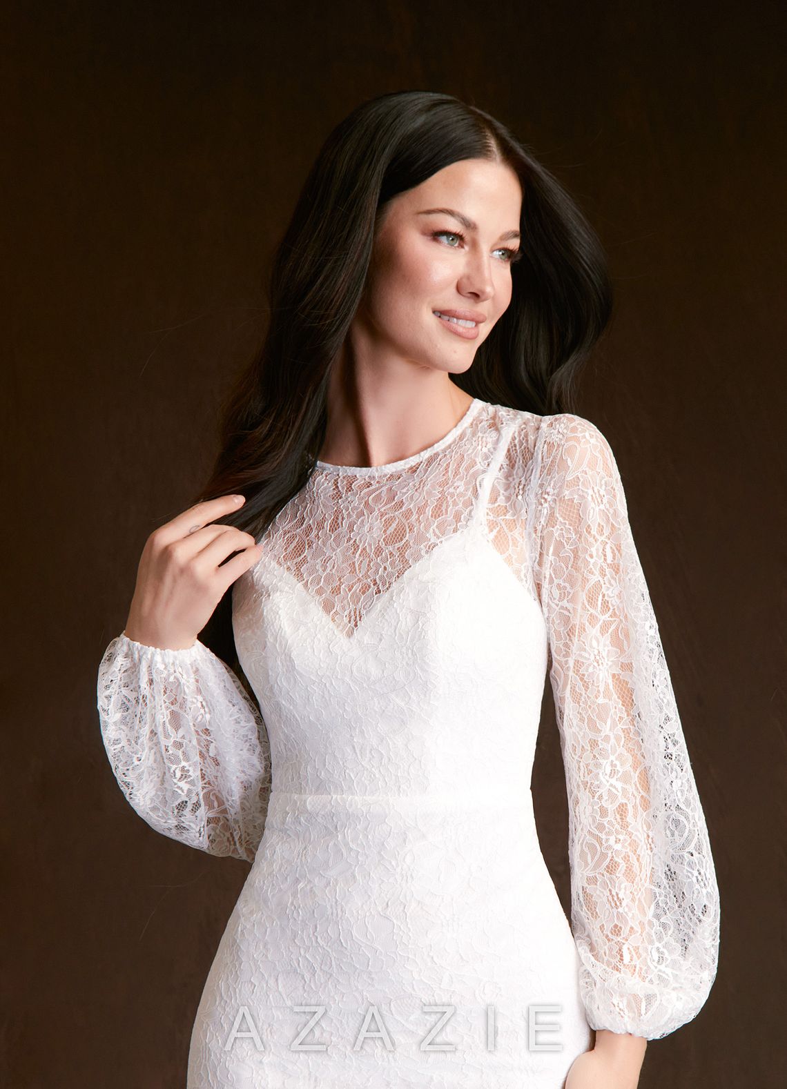 Azazie Willa Diamond White Mermaid Lace Dress diamond_white