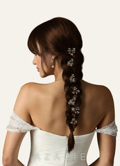 Rhinestone Floral Cluster Hairpin Set  gold