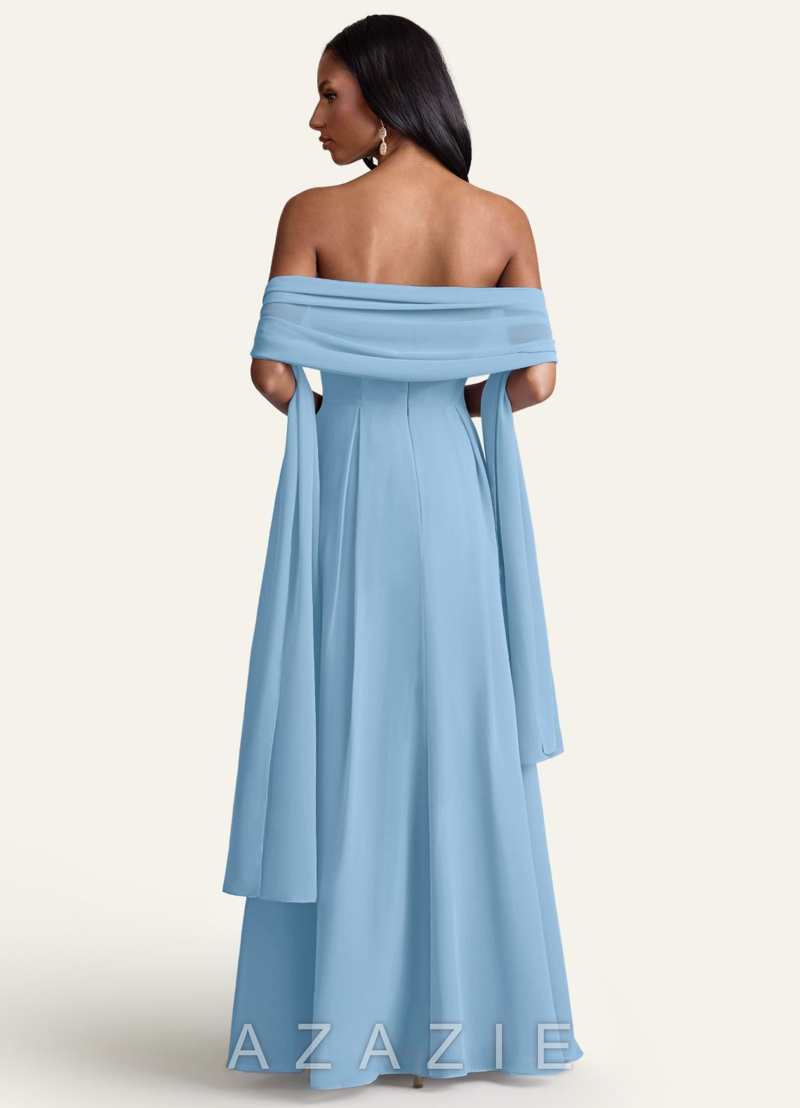 Azazie Matching Color Chiffon Shawl  steel_blue