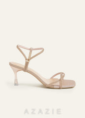 Glitter and Metallic Ankle Strap Kitten Heels