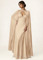 Azazie Knot-Front Chiffon Long Cape