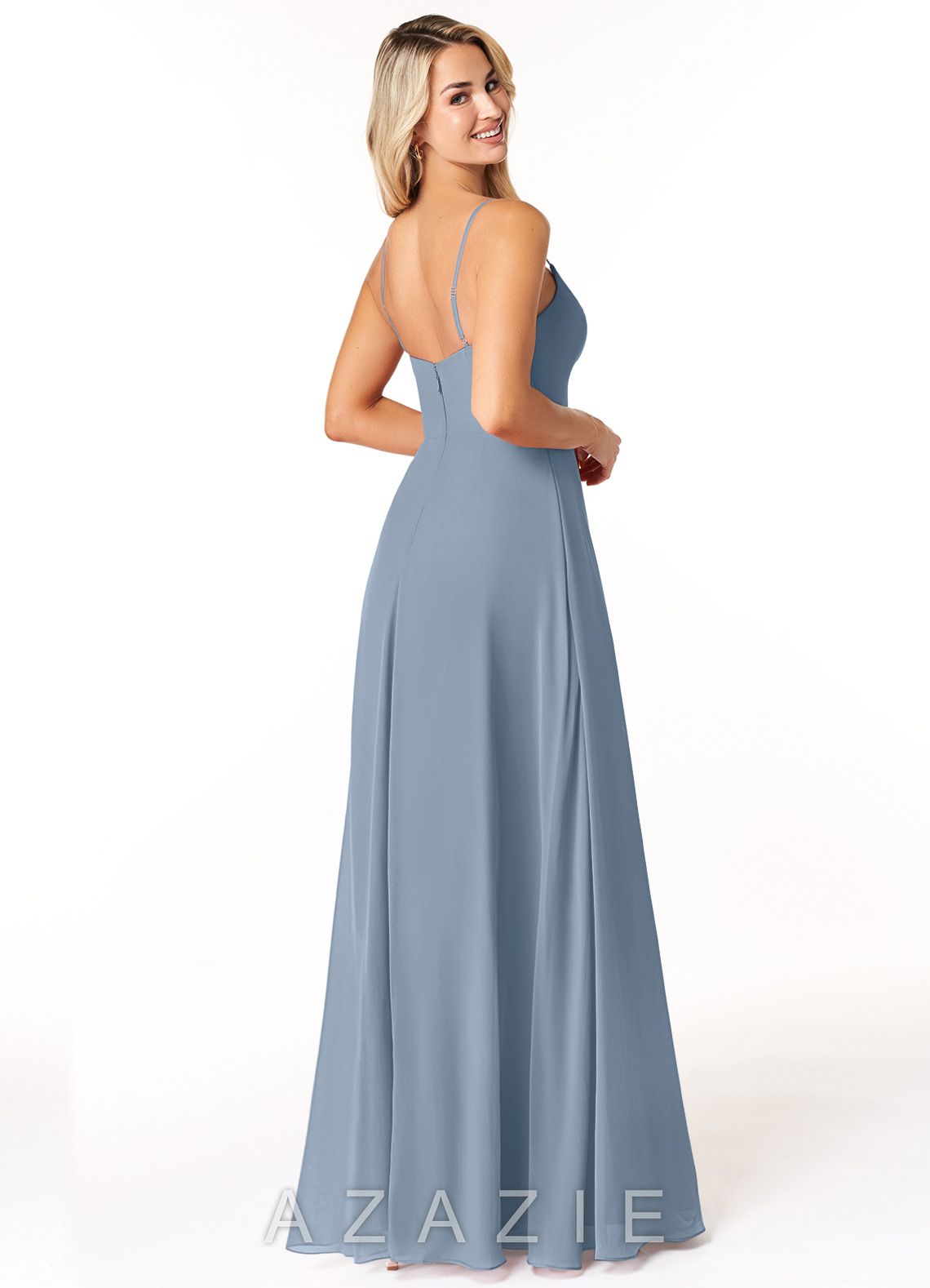 Azazie Moira Dusty Blue A-Line Scoop Chiffon Dress dusty_blue
