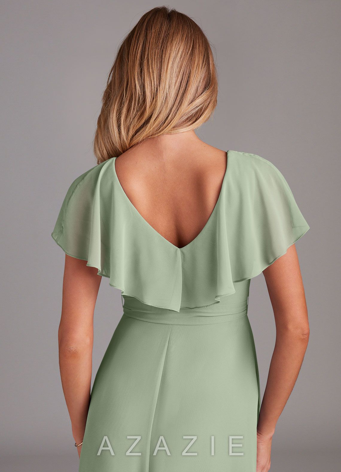 Azazie Lainey Dusty Sage A-Line with Pockets Chiffon Dress dusty_sage