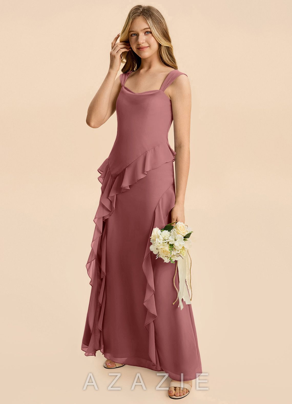 Azazie Sloane Junior Amethyst A-Line Sweetheart Neckline Chiffon Dress amethyst