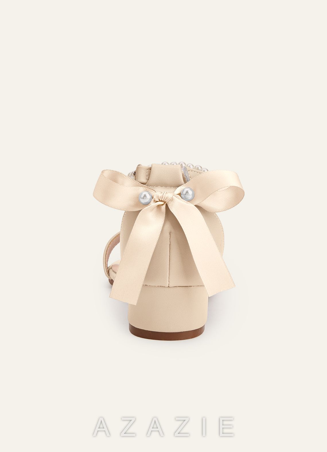 Pearl and Bow Open Toe Girl's Block Heels for Toddler Little Big Kid  champagne